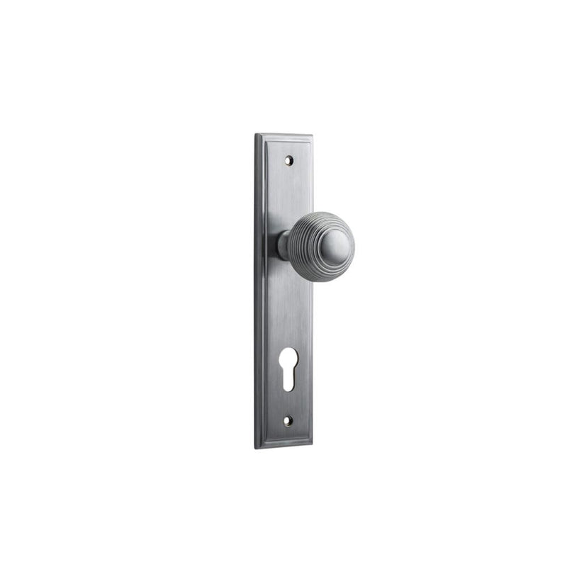 Door Knob Guildford Stepped Euro Brushed Chrome