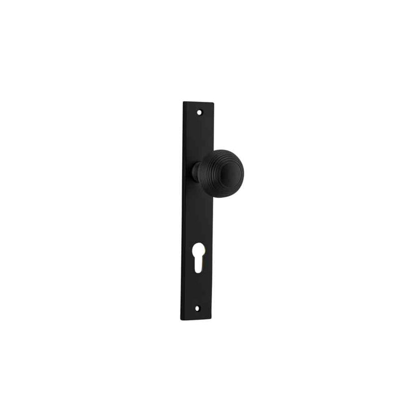 Door Knob Guildford Rectangular Euro Matt Black