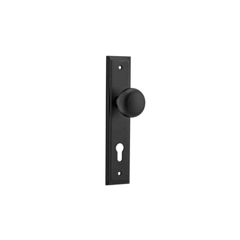 Door Knob Cambridge Stepped Euro Matt Black