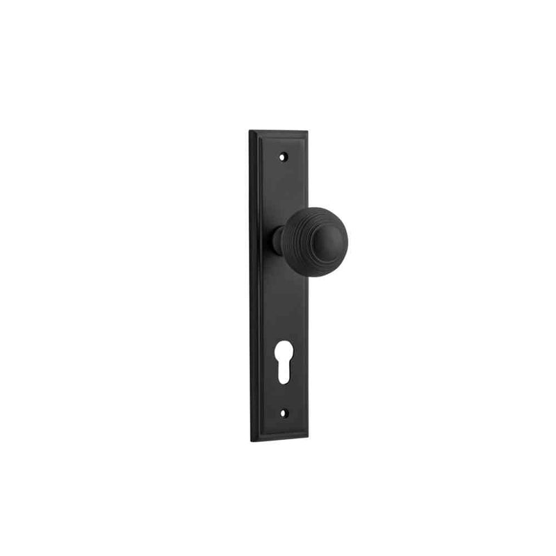 Door Knob Guildford Stepped Euro Matt Black