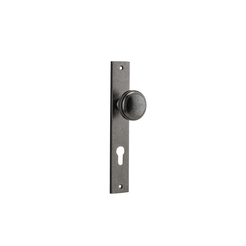 Door Knob Paddington Rectangular Euro Distressed Nickel