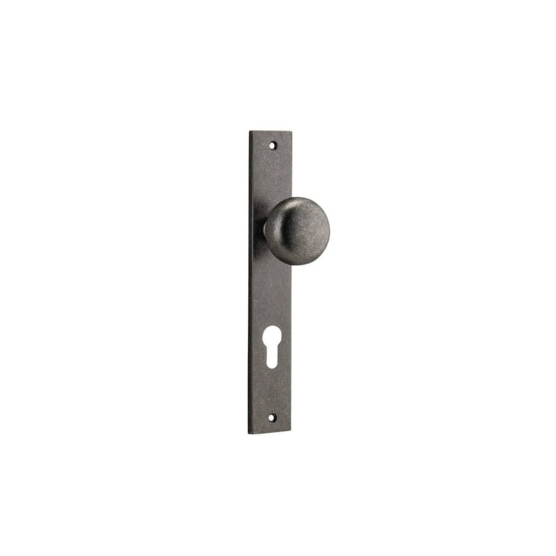 Door Knob Cambridge Rectangular Euro Distressed Nickel