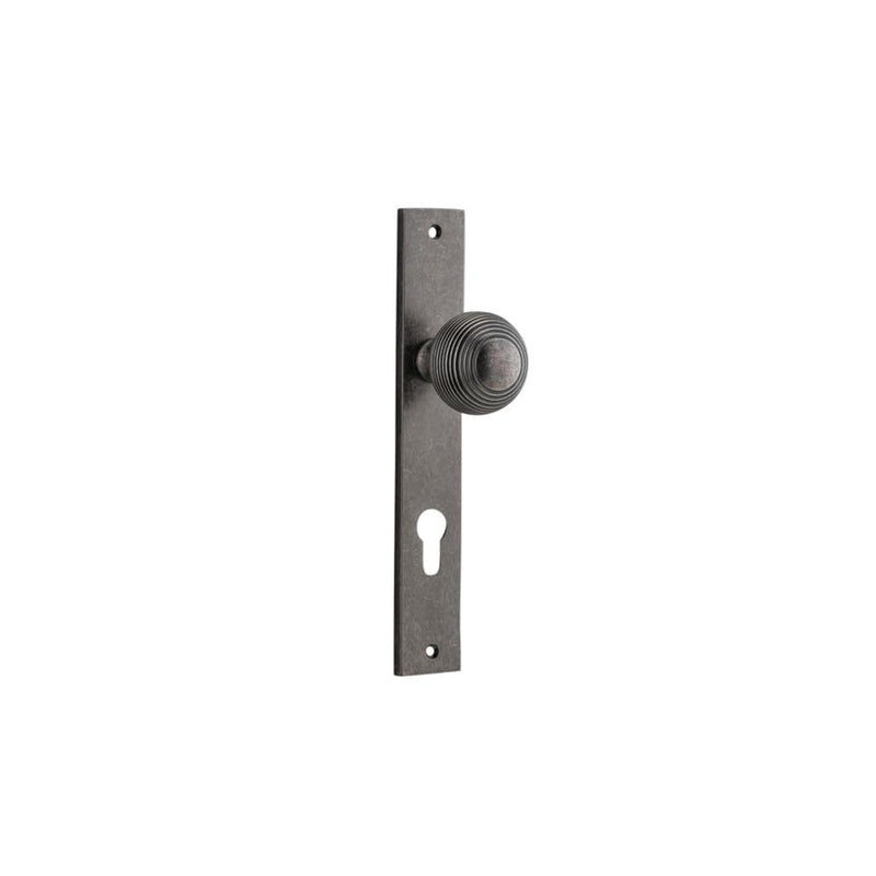 Door Knob Guildford Rectangular Euro Distressed Nickel
