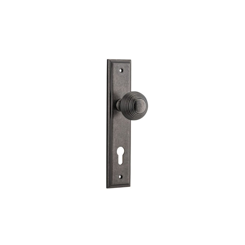 Door Knob Guildford Stepped Euro Distressed Nickel