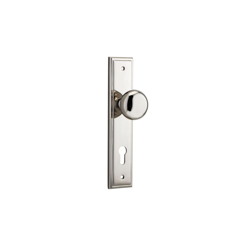 Door Knob Cambridge Stepped Euro Polished Nickel