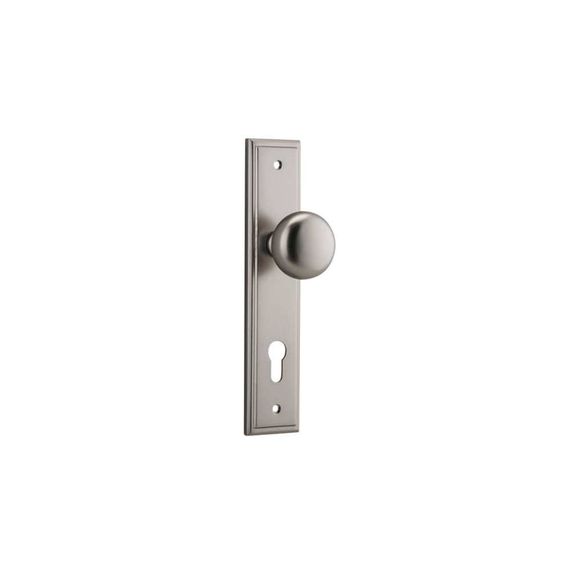 Door Knob Cambridge Stepped Euro Satin Nickel