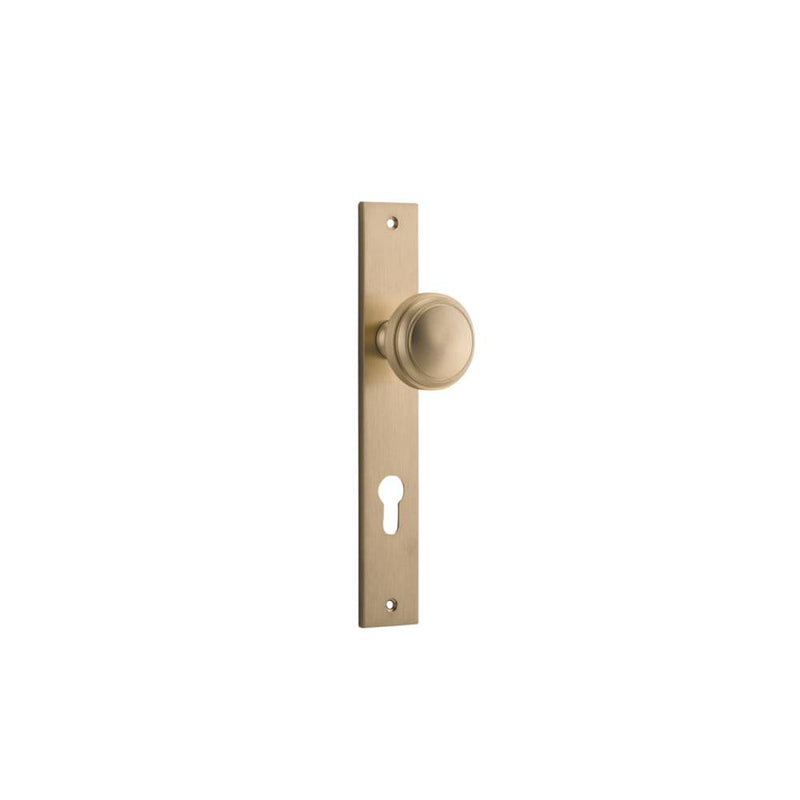 Door Knob Paddington Rectangular Euro Brushed Brass