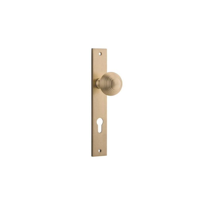 Door Knob Guildford Rectangular Euro Brushed Brass