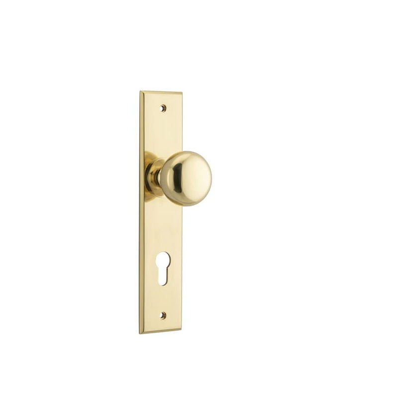 Door Knob Cambridge Chamfered Euro Polished Brass