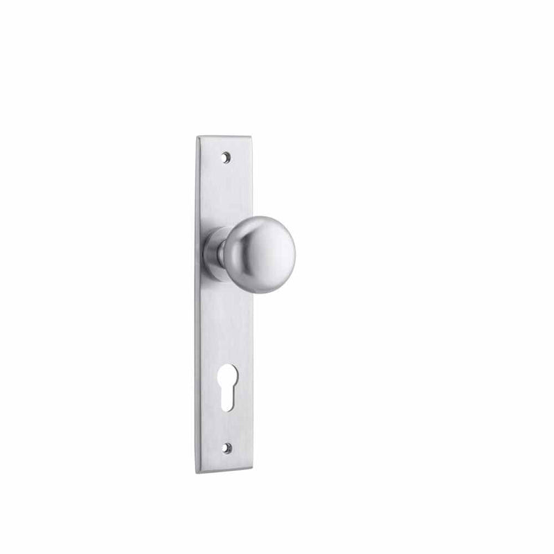 Door Knob Cambridge Chamfered Euro Brushed Chrome