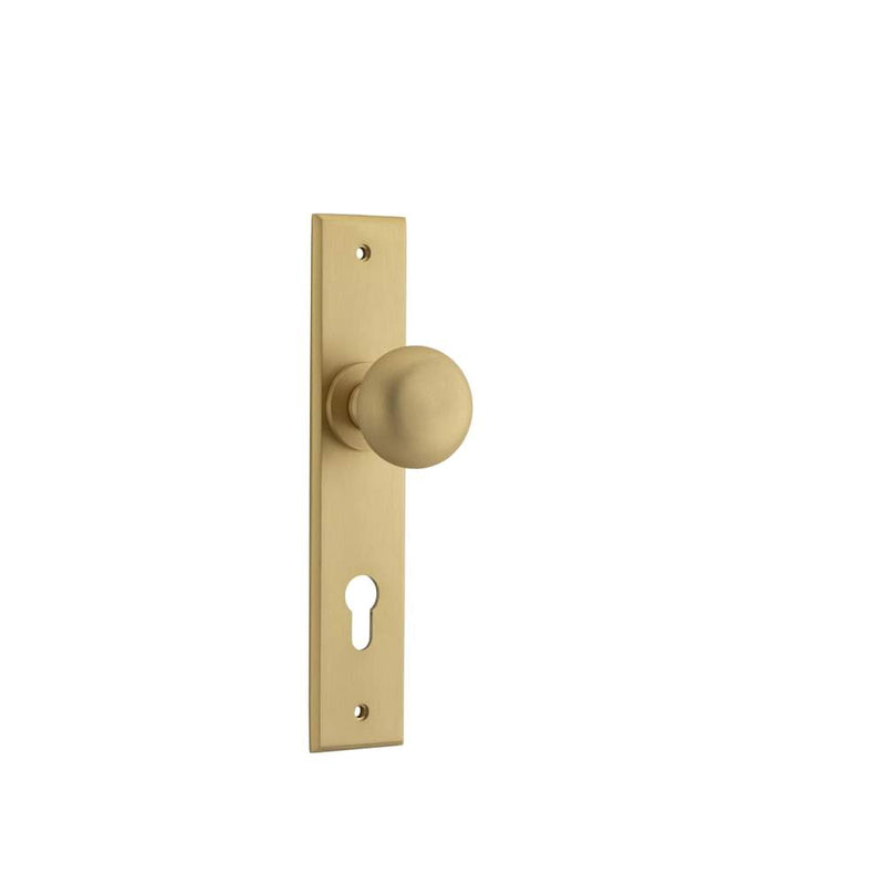 Door Knob Cambridge Chamfered Euro Brushed Brass