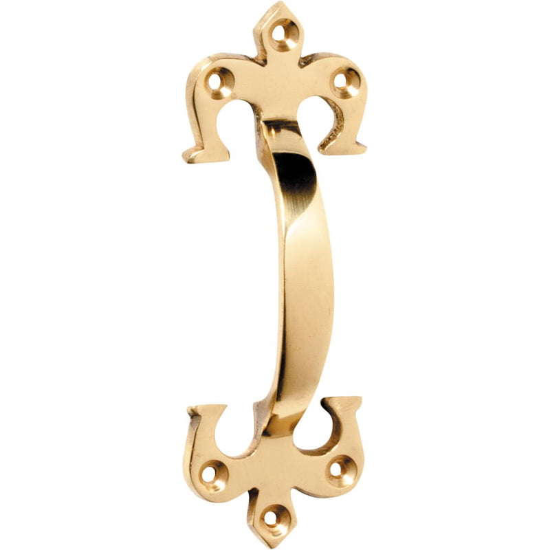 Pull Handle Fleur-de-lis Polished Brass 100mm