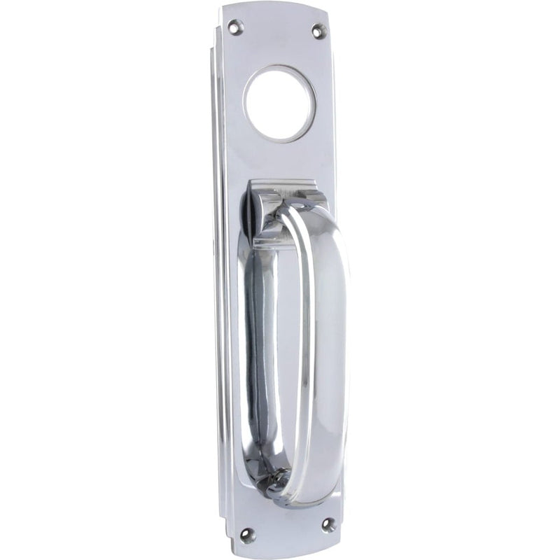 Pull Handle Knocker Art Deco Cylinder Hole Chrome Plated