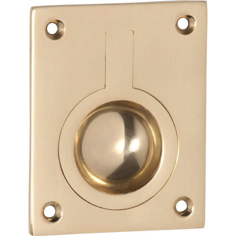 Flush Ring Pull Polished Brass H63xW50mm