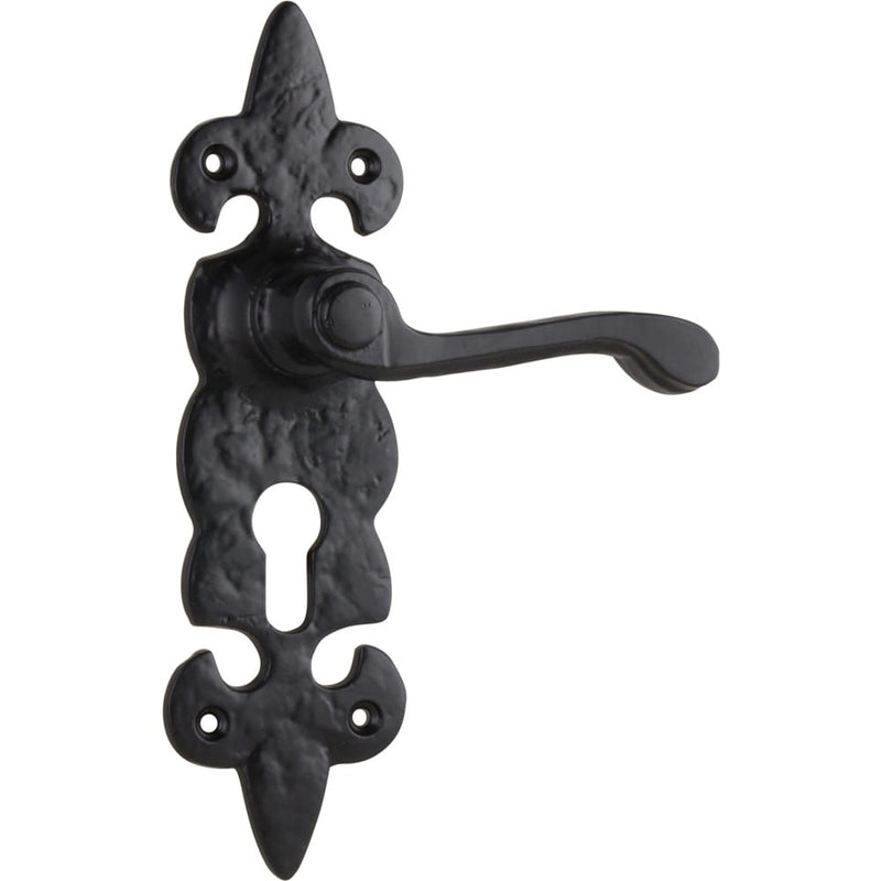 Door Lever Stratford Iron Euro Pair Matt Black