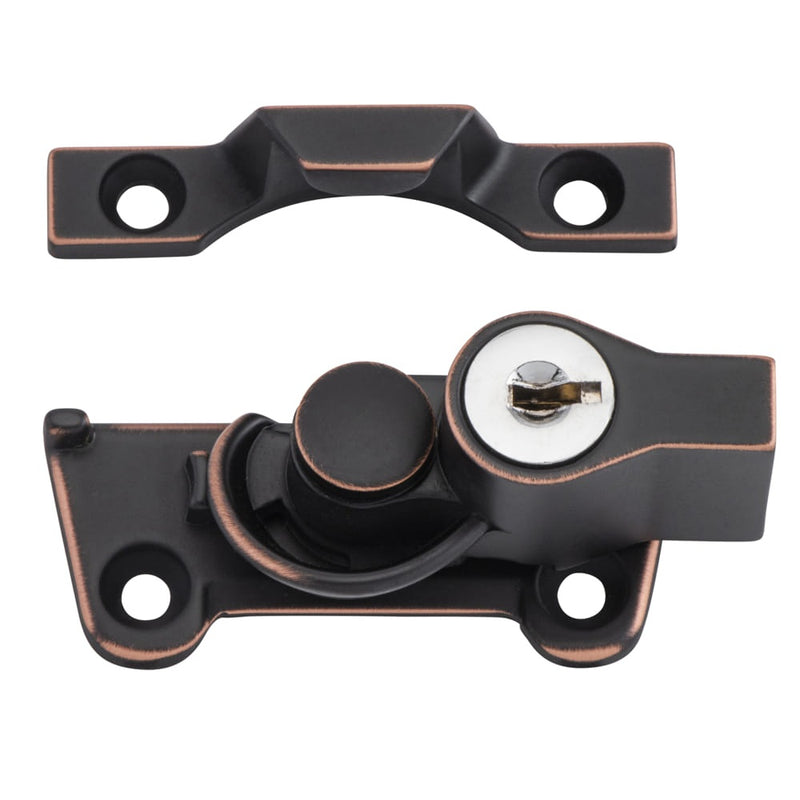 Sash Fastener Locking Wide Base Zinc Alloy Antique Copper