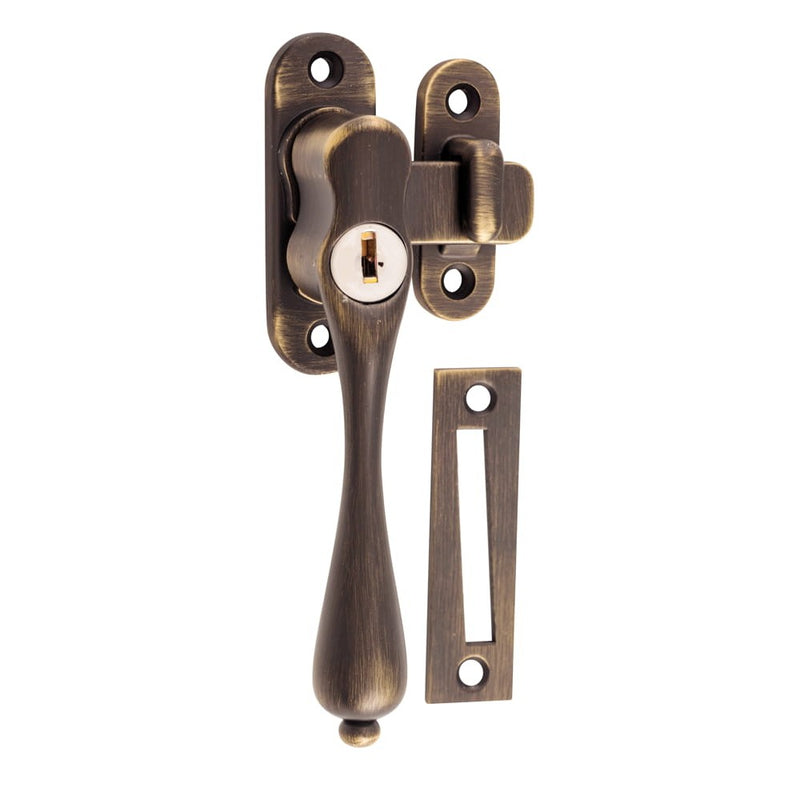 Casement Fastener Locking Teardrop Left Hand Antique Brass