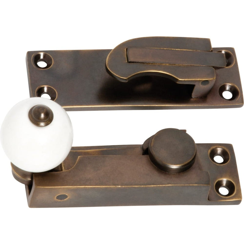 Sash Fastener Porcelain Ball Antique Brass