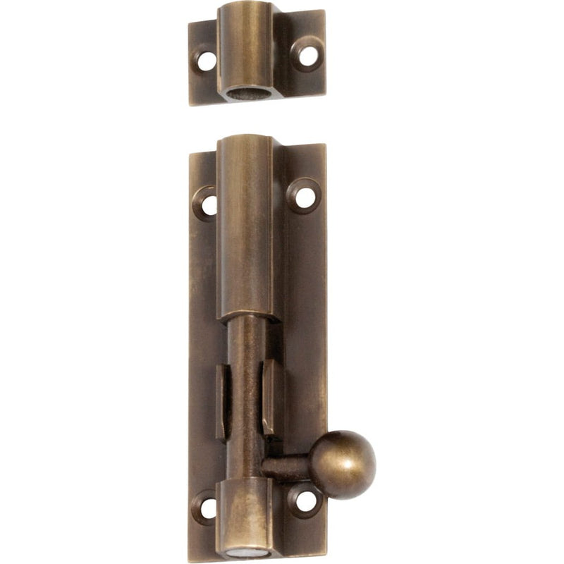 Barrel Bolt Antique Brass 75mm