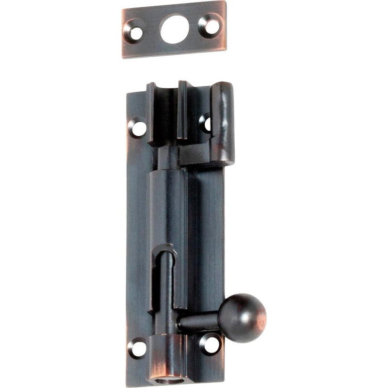 Barrel Bolt Offset Antique Copper 75mm