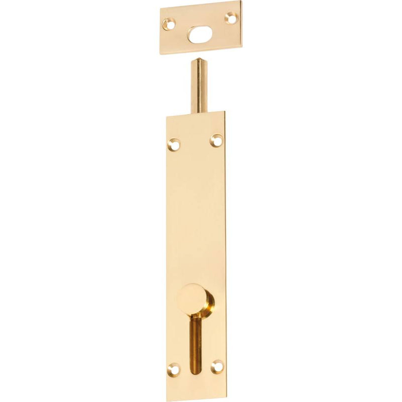 Barrel Bolt Reverse Polished Brass 150mm