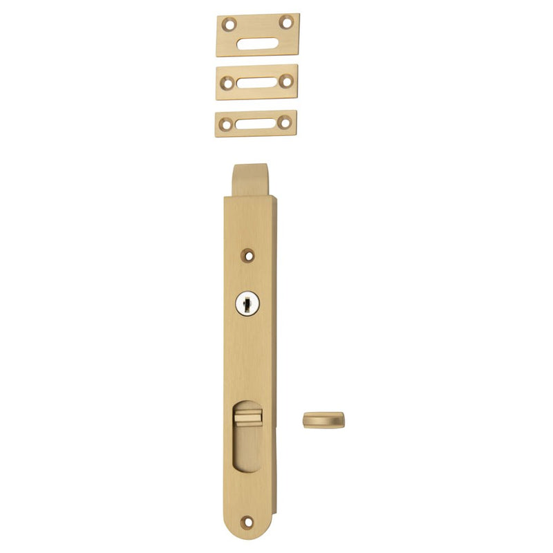 Flush Bolt Locking Brushed Brass 200mm