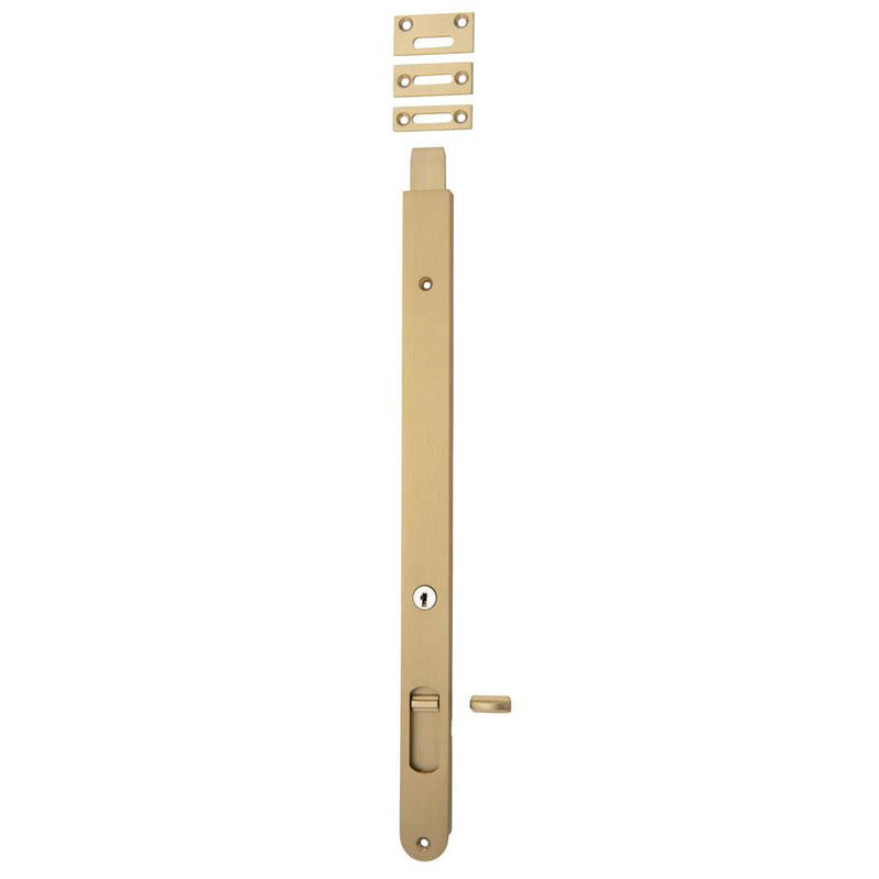 Flush Bolt Locking Brushed Brass 400mm
