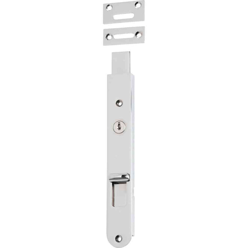Flush Bolt Locking Polished Chrome 200mm