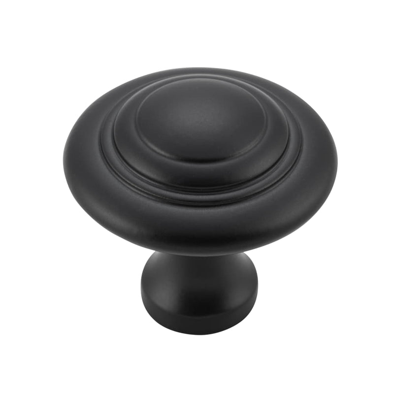 Cupboard Knob Domed Matt Black 38mm