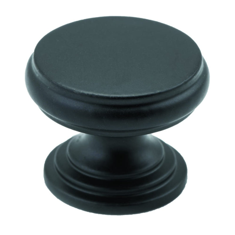 Cupboard Knob Flat Matt Black 25mm
