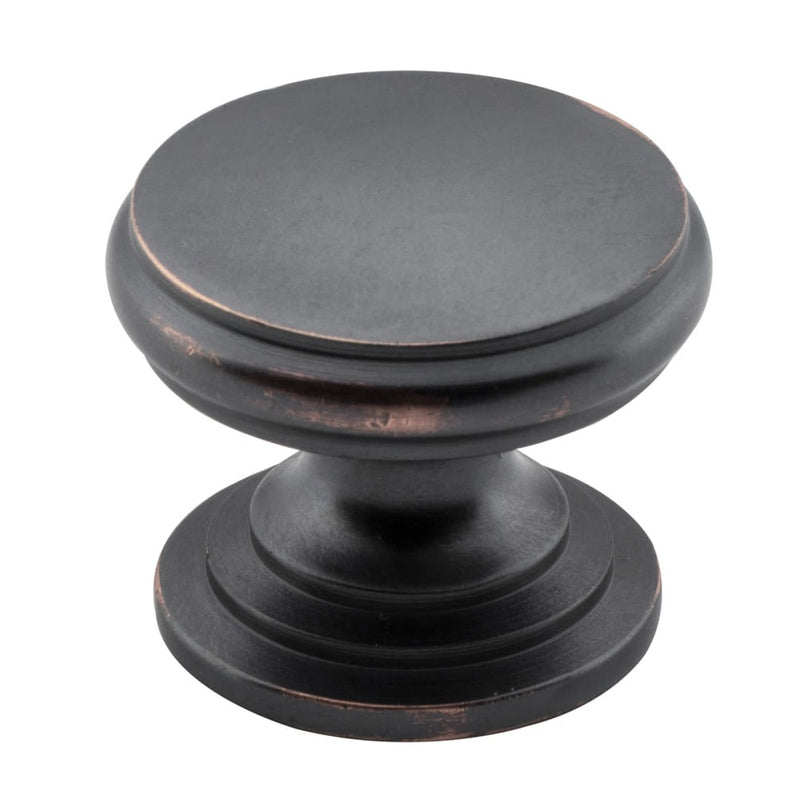 Cupboard Knob Flat Antique Copper 25mm