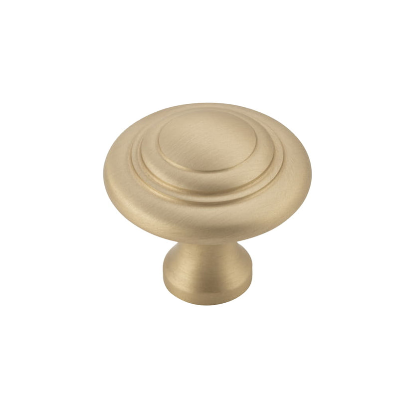Cupboard Knob Domed Satin Brass 32mm