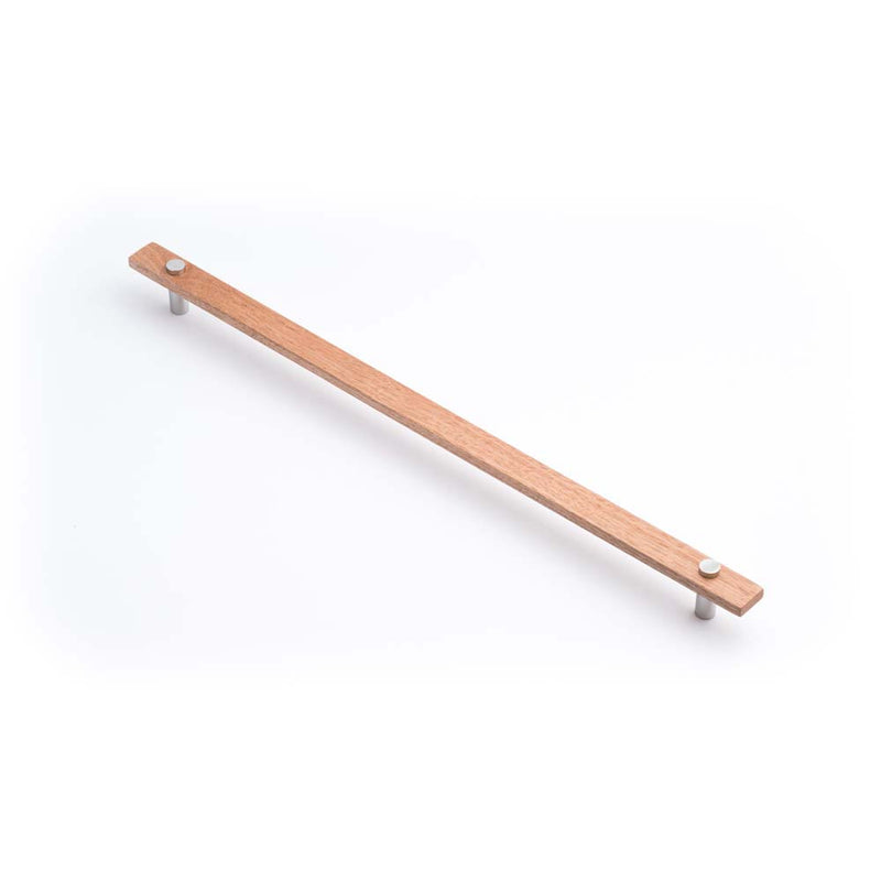 Lenah 416mm Cabinet Handle Tasmanian Oak Face Caps Polished Chrome