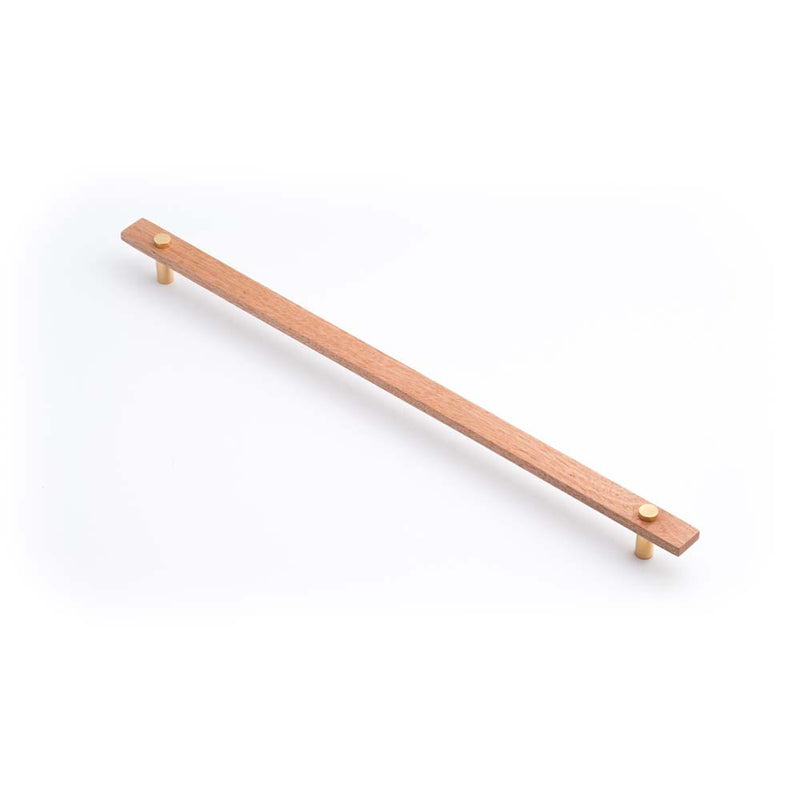 Lenah 416mm Cabinet Handle Tasmanian Oak Face Caps Polished Gold