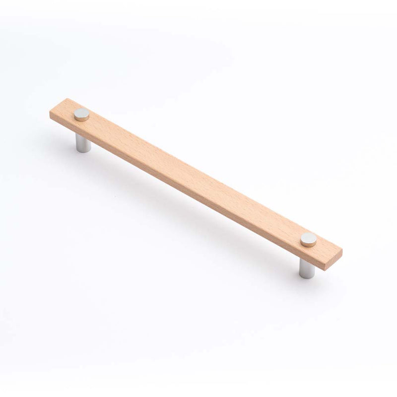 Lenah 224mm Cabinet Handle European Beech Face Caps Polished Chrome