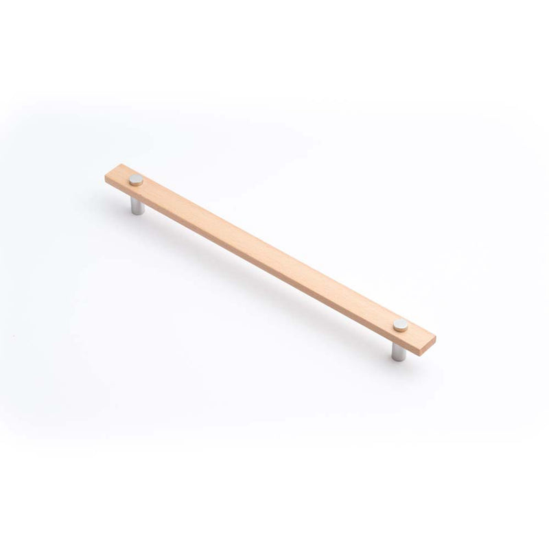 Lenah 288mm Cabinet Handle European Beech Face Caps Polished Chrome