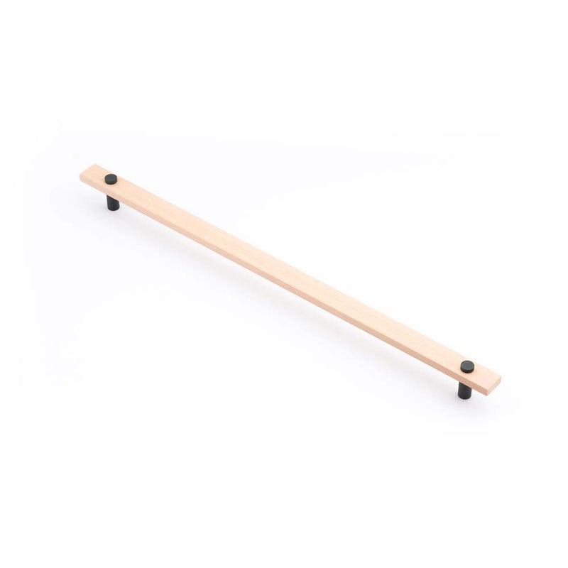 Lenah 416mm Cabinet Handle European Beech Face Caps Matt Black