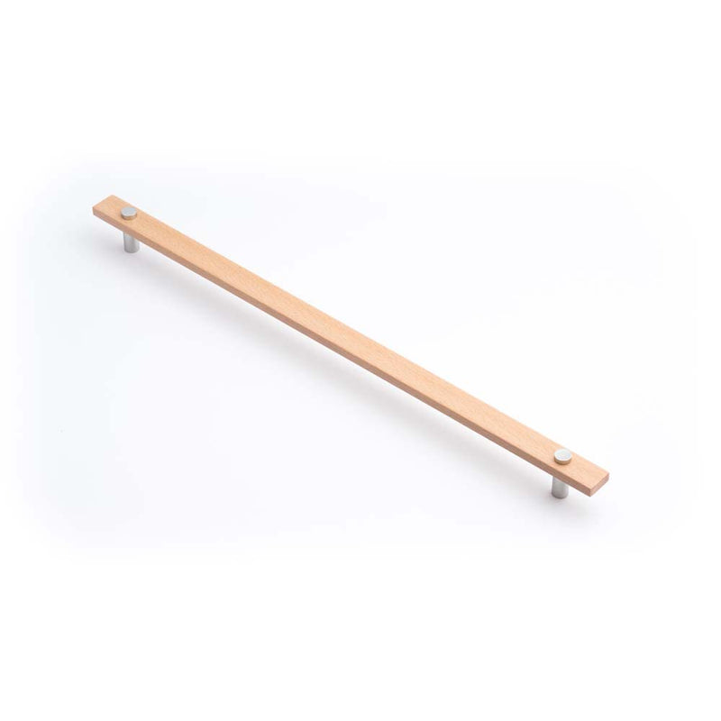 Lenah 416mm Cabinet Handle European Beech Face Caps Polished Chrome