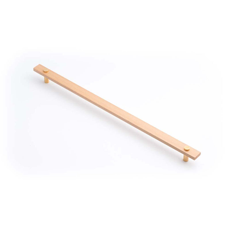 Lenah 416mm Cabinet Handle European Beech Face Caps Polished Gold
