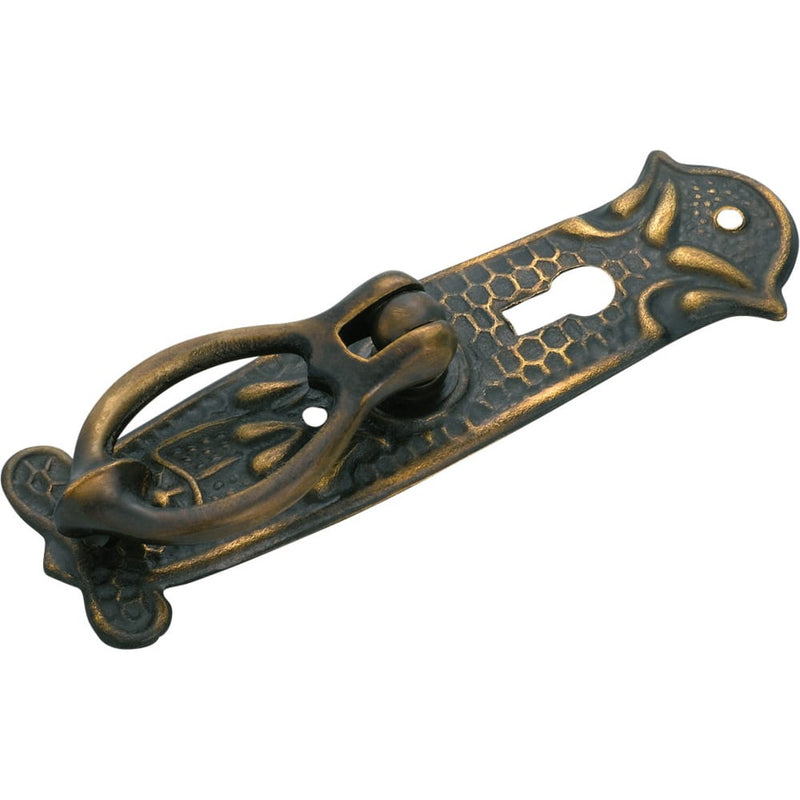 Cabinet Pull Handle Sheet Brass Pedestal Nouveau Pressed Keyhole Antique Brass