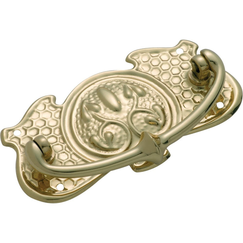 Cabinet Pull Handle Sheet Brass Nouveau Polished Brass