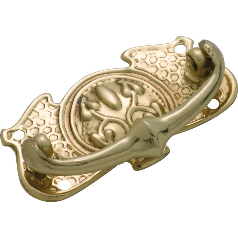 Cabinet Pull Handle Sheet Brass Nouveau Polished Brass