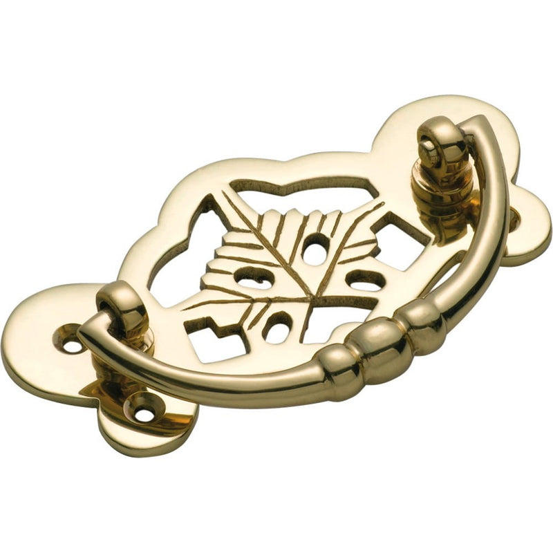Cabinet Pull Handle Maple Leaf Polished Brass