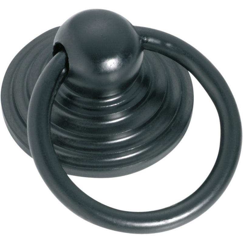 Cabinet Pull Handle Iron Stepped Ring Pull Matt Black