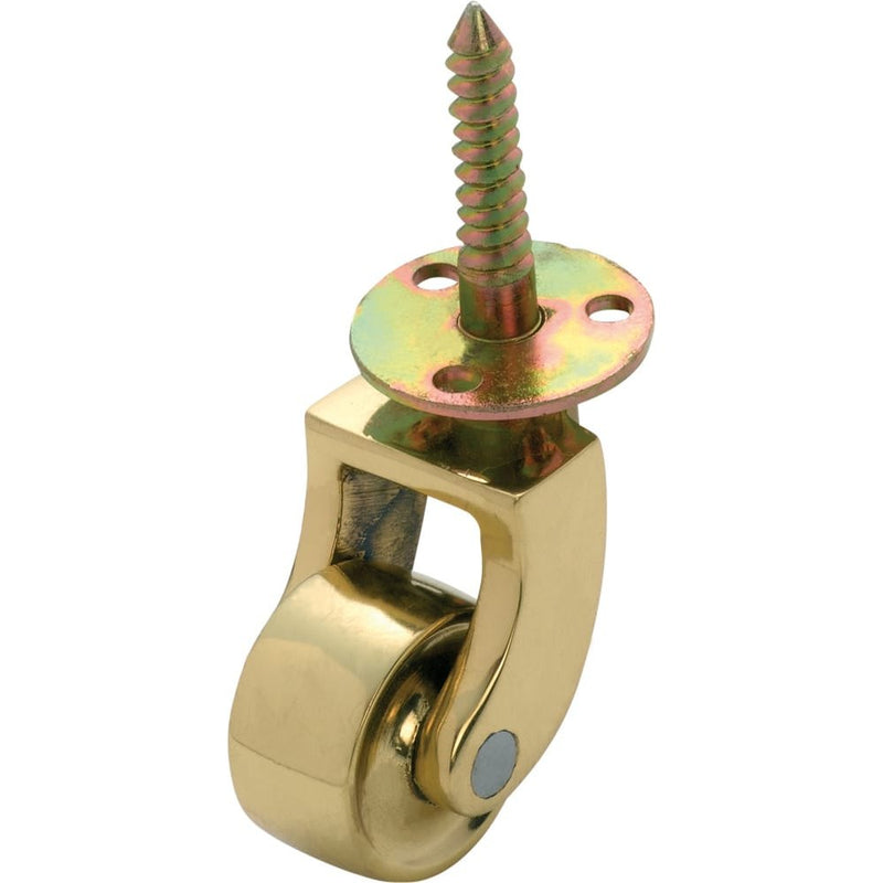 Castor Screw Plate Brass Wheel Polished Brass D25mm