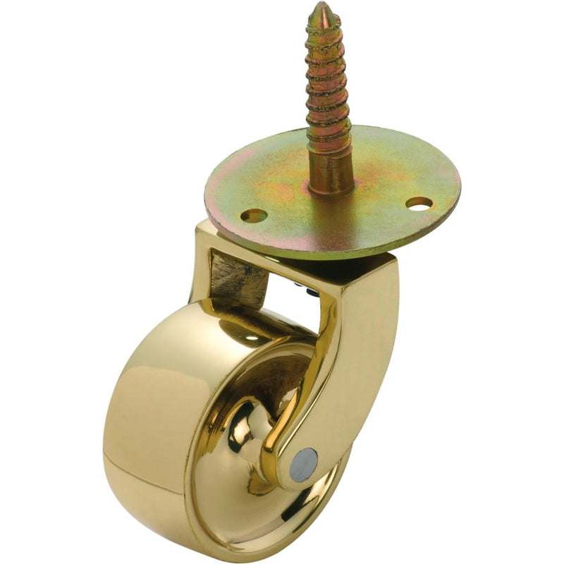 Castor Screw Plate Brass Wheel Polished Brass D38mm
