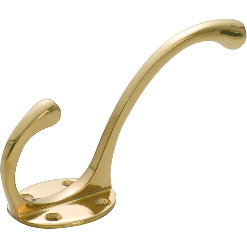 Hat & Coat Hook Victorian Large Polished Brass H125xP70mm