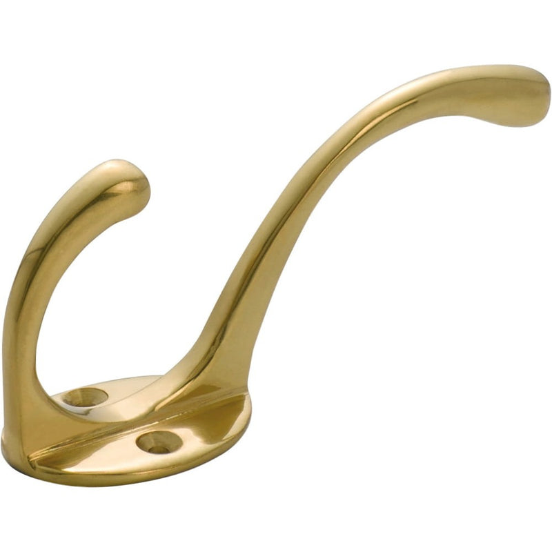 Hat & Coat Hook Victorian Polished Brass H110xP50mm