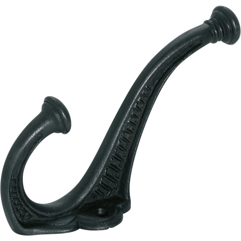 Hat & Coat Hook Edwardian Iron Matt Black H145xP95mm
