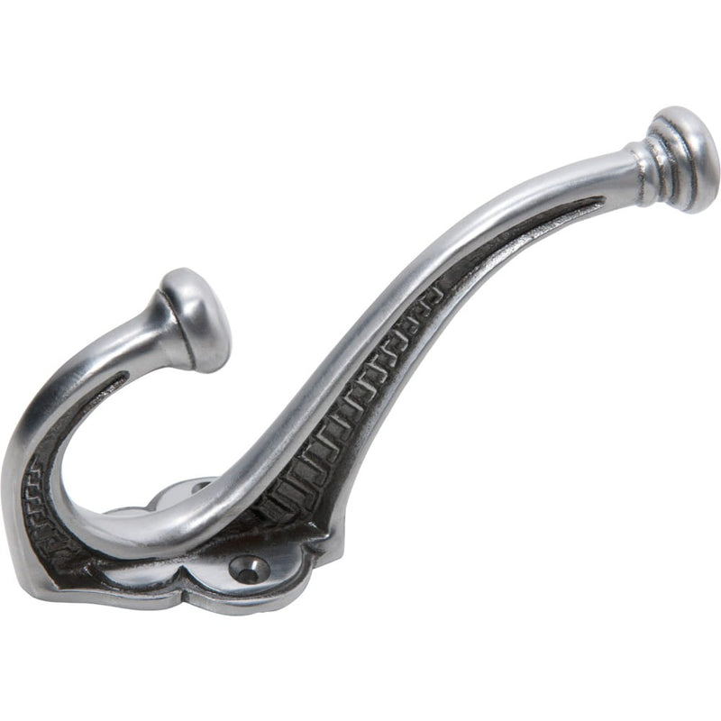 Hat & Coat Hook Edwardian Iron Polished Metal H145xP95mm